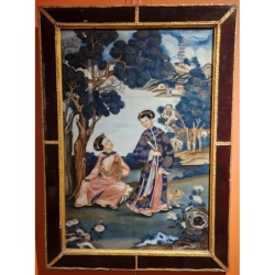 Fixé sous verre attribué à SPOILUM, Chine fin XVIIIe siècle