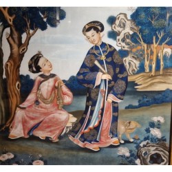 Fixé sous verre attribué à SPOILUM, Chine fin XVIIIe siècle